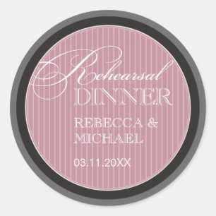 クラシックMauve Pinstriveリハーサルディナーシール ラウンドシール