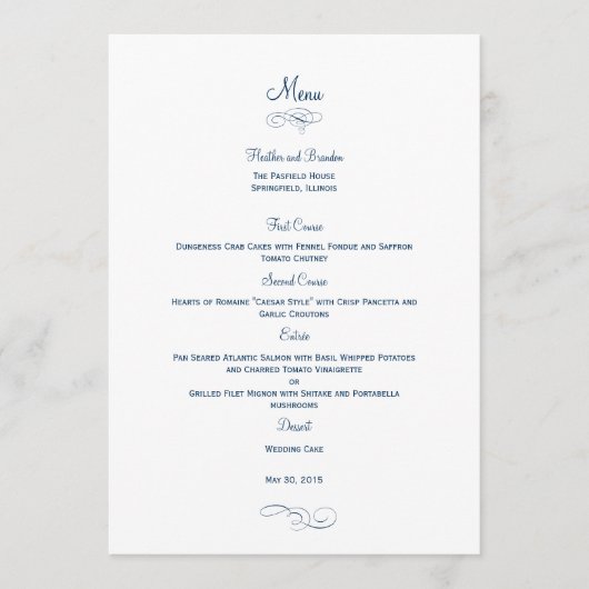 クラシックMenu Card結婚 - (Navy)Menu Card メニュー (正面)