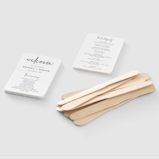 クラシックMinimalist Editableの結婚紙プログラム ハンドファン (組立なし)