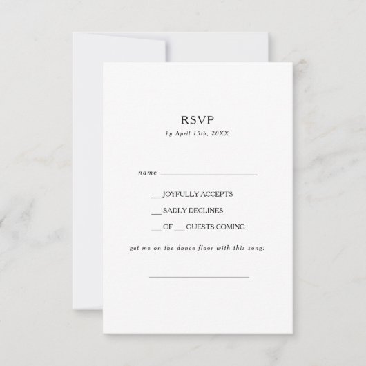 クラシックMinimalist Song Request RSVPカード (正面)