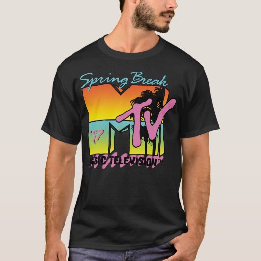 クラシックMTVロゴスプリングブレーク87'長袖T-Sh Tシャツ (正面)