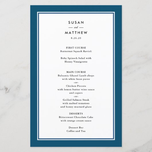 クラシックNavy縁ど Blue、紙メニュー (正面)