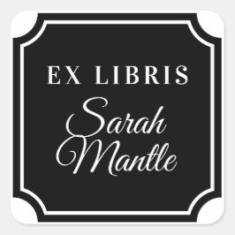 クラシックNotched縁ど Ex Libris名前蔵書票 スクエアシール