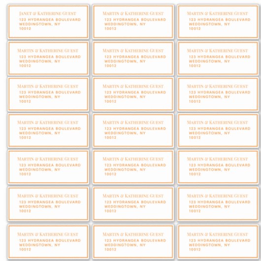 クラシックOrange Guest Mailing Labels 21 Per Sheet シール (正面)