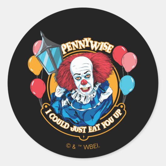 クラシックPennywise – 私はちょうど上に食べ行ける ラウンドシール (正面)