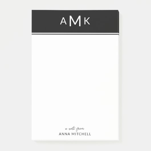 クラシックPersonal Monogram Sticky Notepad ポストイット (正面)