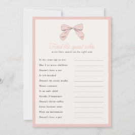 クラシックPink Bow Find the Guest Shower Game Card 招待状