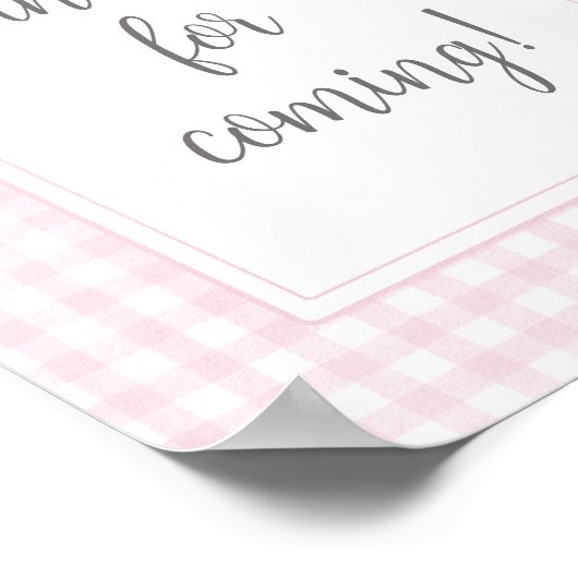 クラシックPink Gingham Thank 来 for ポスター (角)