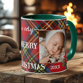 クラシックPlaid Christmas Keepsake Photo Mag コーヒーマグカップ