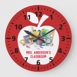 クラシックRed Apple Classroom先生 ラージ壁時計