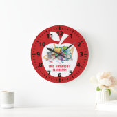 クラシックRed Apple Classroom先生 ラージ壁時計 (ホーム)