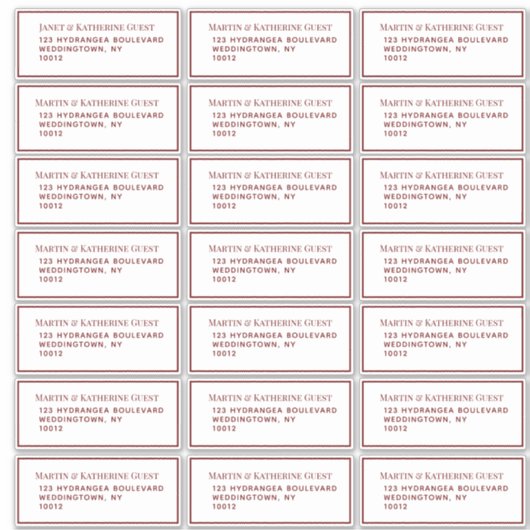 クラシックRed Guest Mailing Labels 21 Per Sheet シール (正面)