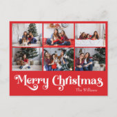クラシックRed Merry Christmas Year In Review 6 Photo シーズンポストカード (正面)