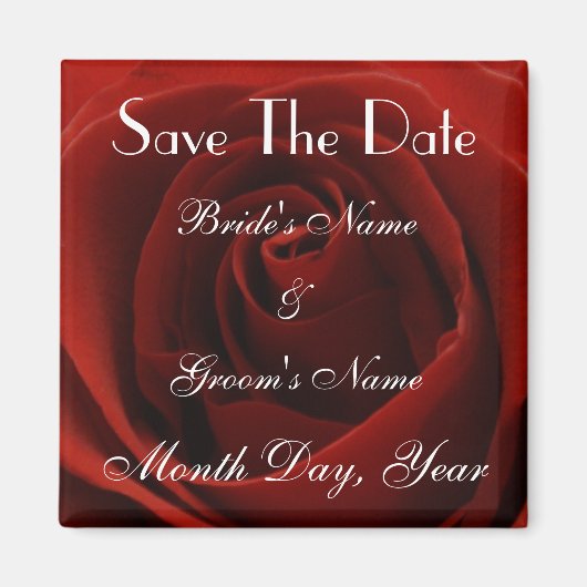クラシックRed Rose Save the Date 結婚 Magnet マグネット (正面)