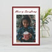クラシックRed Script 2フォトクリスマスカード (スタンド正面)