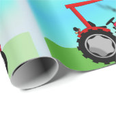 クラシックRed Tractor "ハッピーバースデー、名前" ラッピングペーパー (ロールコーナー)