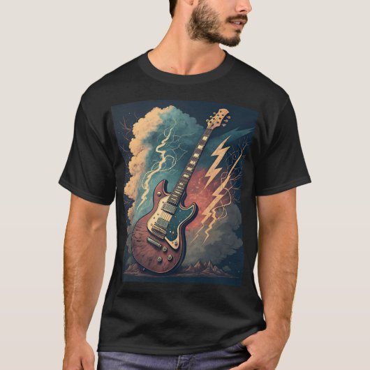 クラシックRock Guitar Tシャツ – ヴィンテージ70s. (正面)