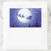 クラシックRound Christmas Sticker/Santa A Sleigh 長方形シール (バッグ)