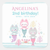 クラシックRound Stickers誕生日パーティー。 スクエアシール (正面)