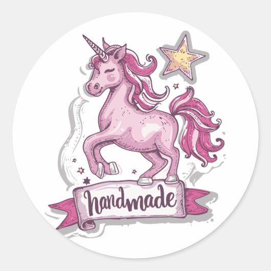 クラシックRound Stickers Unicornと碑文 ラウンドシール (正面)
