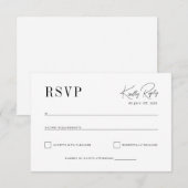 クラシックRSVPエレガント、美しいラコニックフォント 出欠カード (正面/裏面)