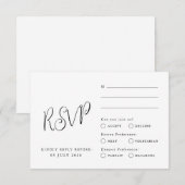 クラシックRsvpカード、エレガントスタイルミニマル、 出欠カード (正面/裏面)