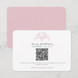 クラシックRSVP ピンクとホワイトのフレンチトワール鳩アート 出欠カード