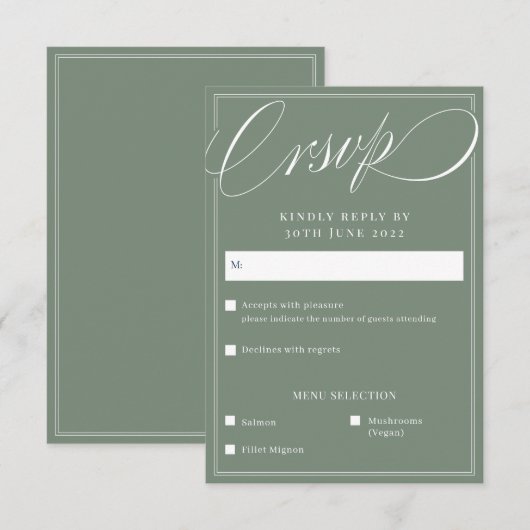 クラシックSageエレガント Script結婚 Writhic's 出欠カード (正面/裏面)