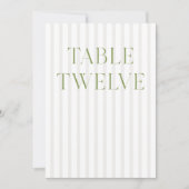 クラシックSage Green & Beigeの12結婚テーブル番号 招待状 (正面)
