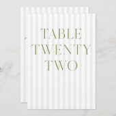 クラシックSage Green & Beigeの22結婚テーブル番号 招待状 (正面/裏面)
