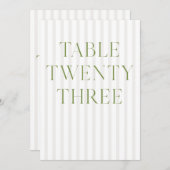 クラシックSage Green & Beigeの23結婚テーブル番号 招待状 (正面/裏面)