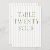 クラシックSage Green & Beigeの24結婚テーブル番号 招待状 (正面/裏面)