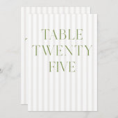 クラシックSage Green & Beigeの25結婚テーブル番号 招待状 (正面/裏面)