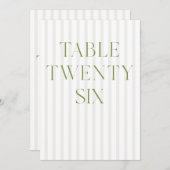 クラシックSage Green & Beigeの26結婚テーブル番号 招待状 (正面/裏面)