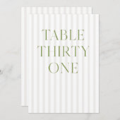 クラシックSage Green & Beigeの31結婚テーブル番号 招待状 (正面/裏面)