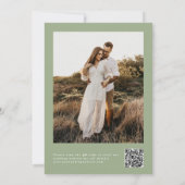 クラシックSage Green Photo Save The Date QR Code セーブザデート (裏面)