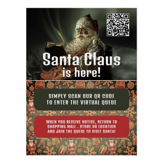 クラシックSanta読、Visit Santa、QR Code Queue ポスター (正面)