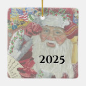 クラシックSanta – 両面チェック セラミックオーナメント (裏面)