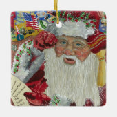 クラシックSanta – 両面チェック セラミックオーナメント (正面)