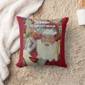 クラシックSanta - Checking It Two Holiday Artwork クッション (ブランケット)