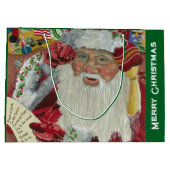 クラシックSanta - Checking It Two Holiday Artwork ラージペーパーバッグ (裏面)
