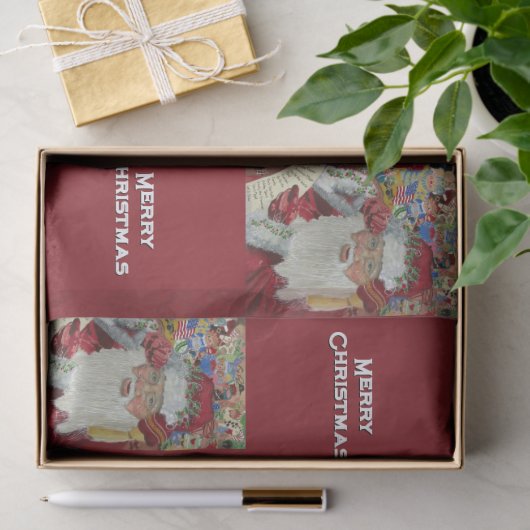 クラシックSanta - Checking It Two Merry Christmas 薄葉紙 (ギフト)