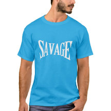 クラシックSAVAGEボールドホワイトプリントメンズTシャツ