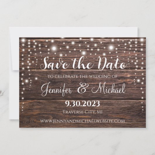 クラシックSave the Date Card - String Lights セーブザデート (正面)