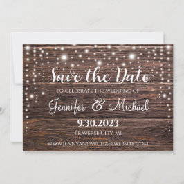 クラシックSave the Date Card - String Lights セーブザデート