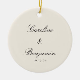 クラシックScriptエレガントアイボリー結婚のカスタム セラミックオーナメント