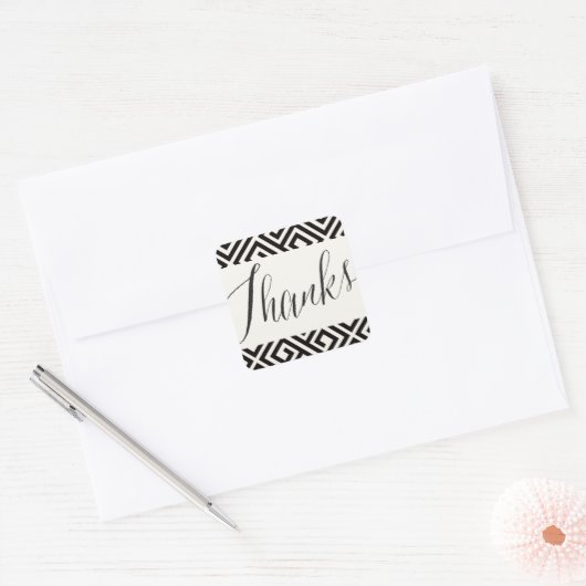 クラシックScript感謝してい Geometric Greek鍵結婚 s スクエアシール (封筒)