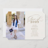 クラシックScript Beige金ゴールド卒業発表 案内状 (正面)