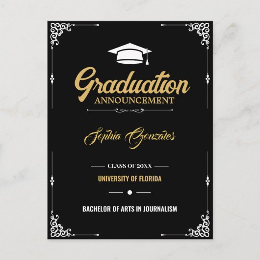 クラシックScript Black卒業発表 ポストカード (正面)