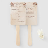 クラシックScript BOHO結婚式 プログラムとタイムライン ハンドファン (正面&裏面)